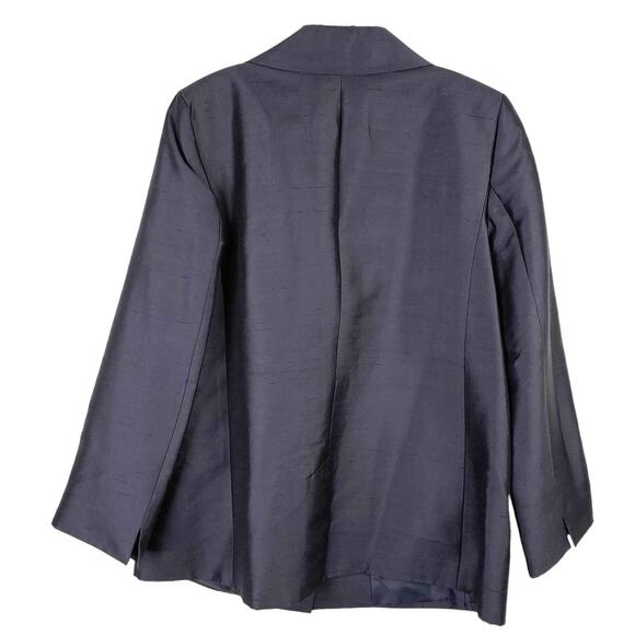 Talbots Blazer Women's Plus Size 16 Blue Dupioni Silk Wool Pockets Jacket New - Picture 4 of 8